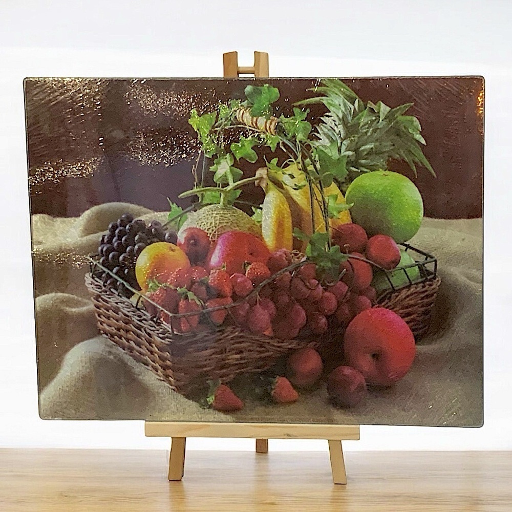 Anchor Hocking Glass Cutting Board Tempered Glass Server Fruit Basket 12x15 in